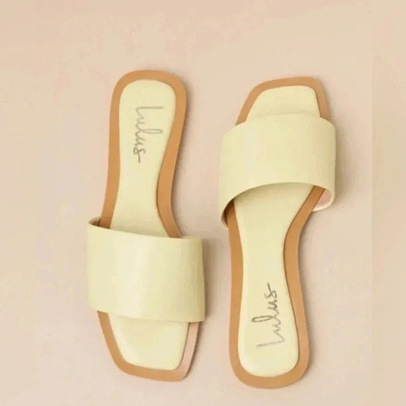 Lulus Brenner Green Tea Flat Square Toe Slide Sandals - Picture 3 of 6